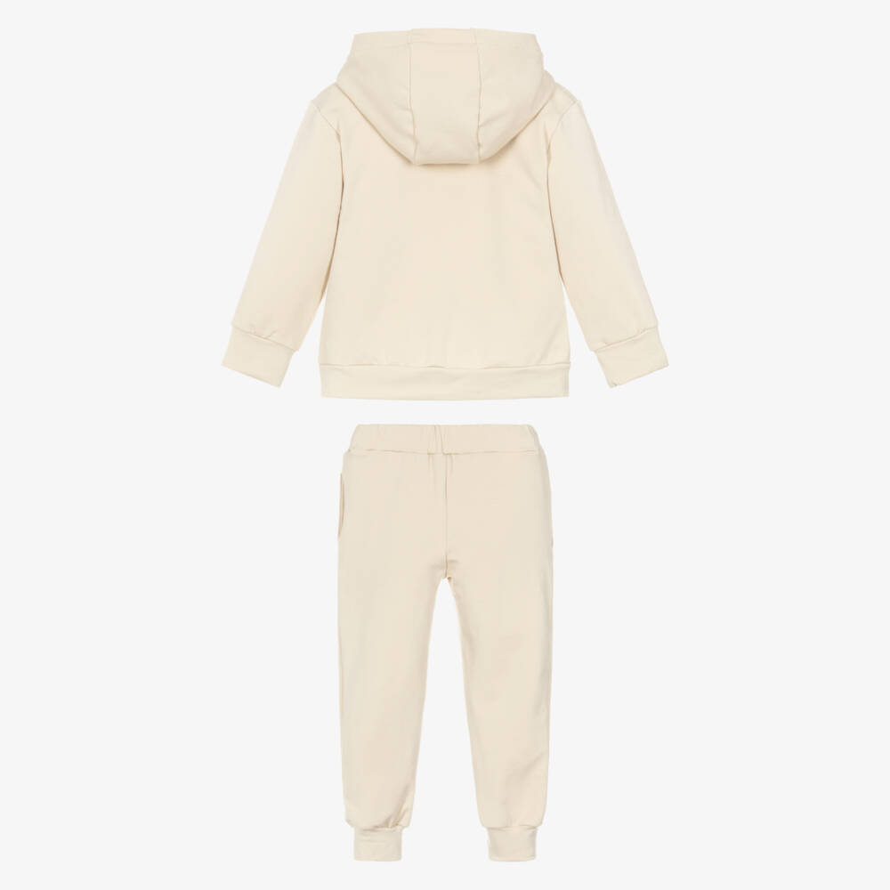 Patachou-Girls Beige Cotton Jersey Ballerina Tracksuit | Childrensalon Outlet