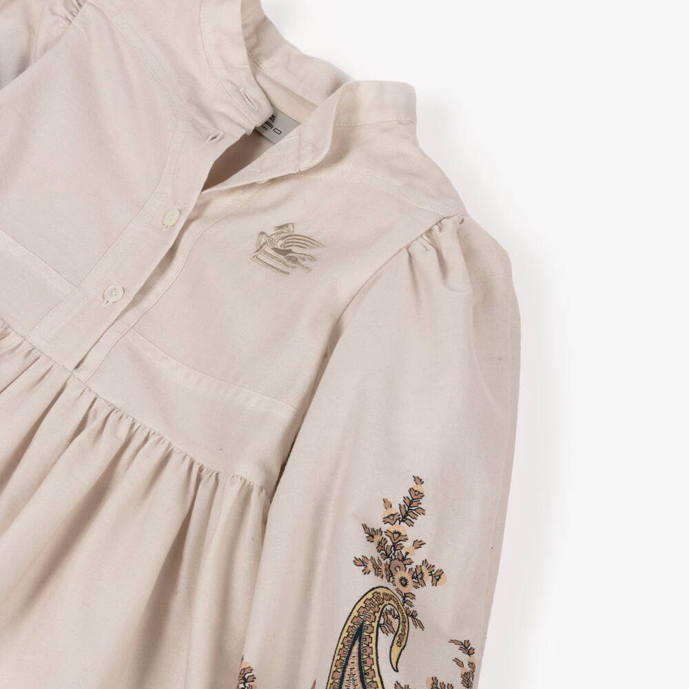Etro-Girls Beige Cotton Paisley Dress | Childrensalon Outlet
