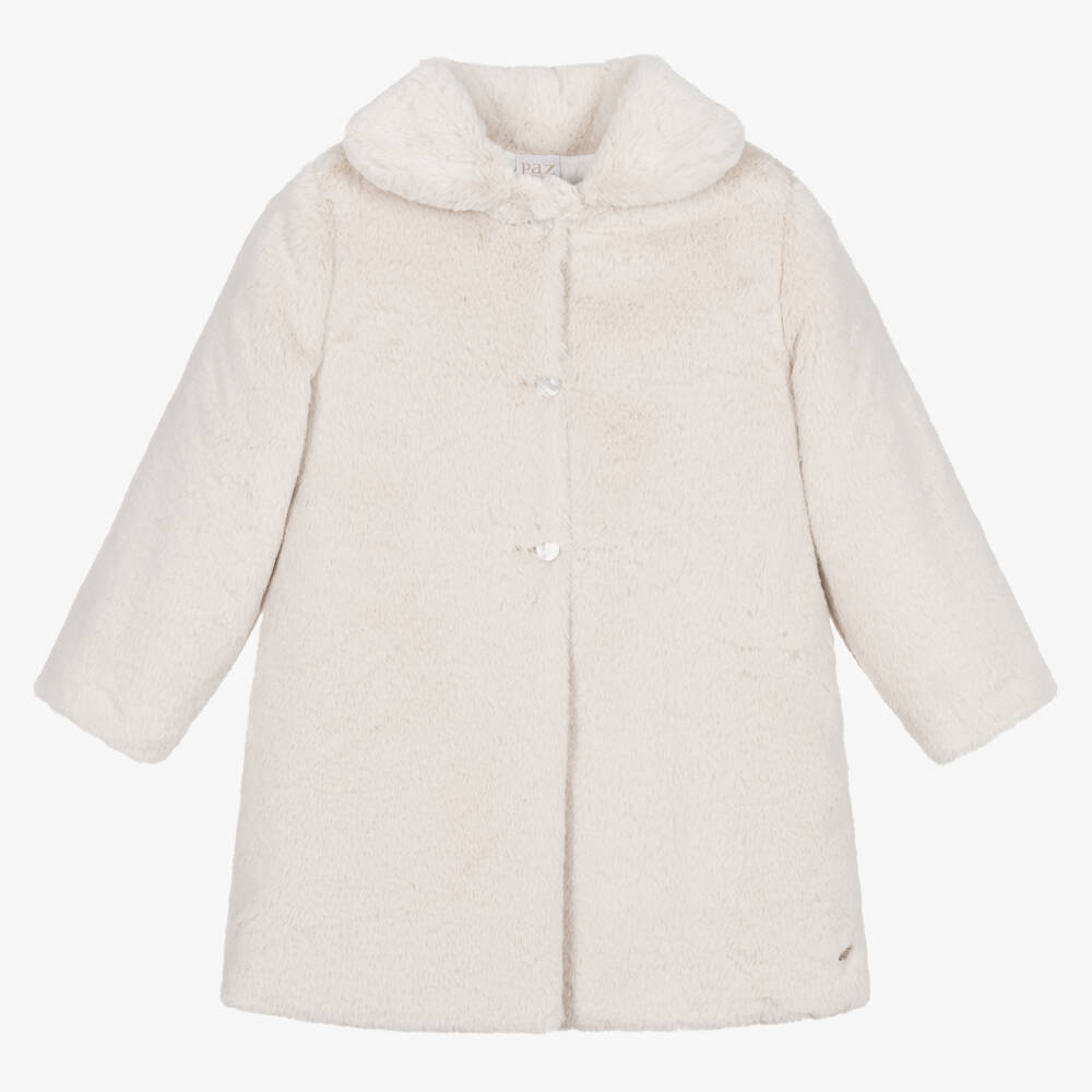 PAZ Rodríguez-Girls Beige Faux Fur Coat | Childrensalon Outlet