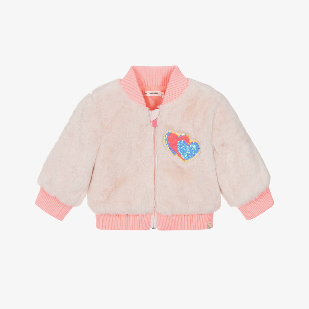 Billieblush-جاكيت بناتي بيج بفرو صناعي على شكل قلب | Childrensalon Outlet