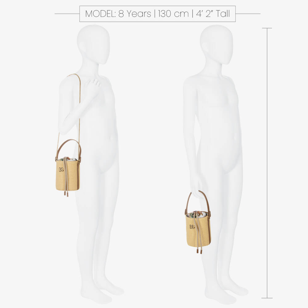 Dolce & Gabbana-Girls Beige Floral & Straw Bag (14cm) | Childrensalon Outlet