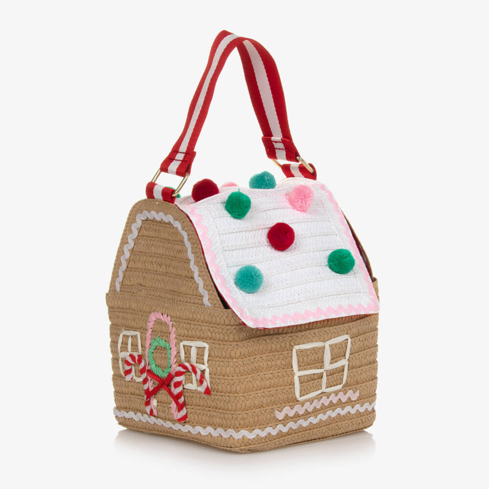 Meri Meri-Girls Beige Gingerbread House Bag (22cm) | Childrensalon Outlet