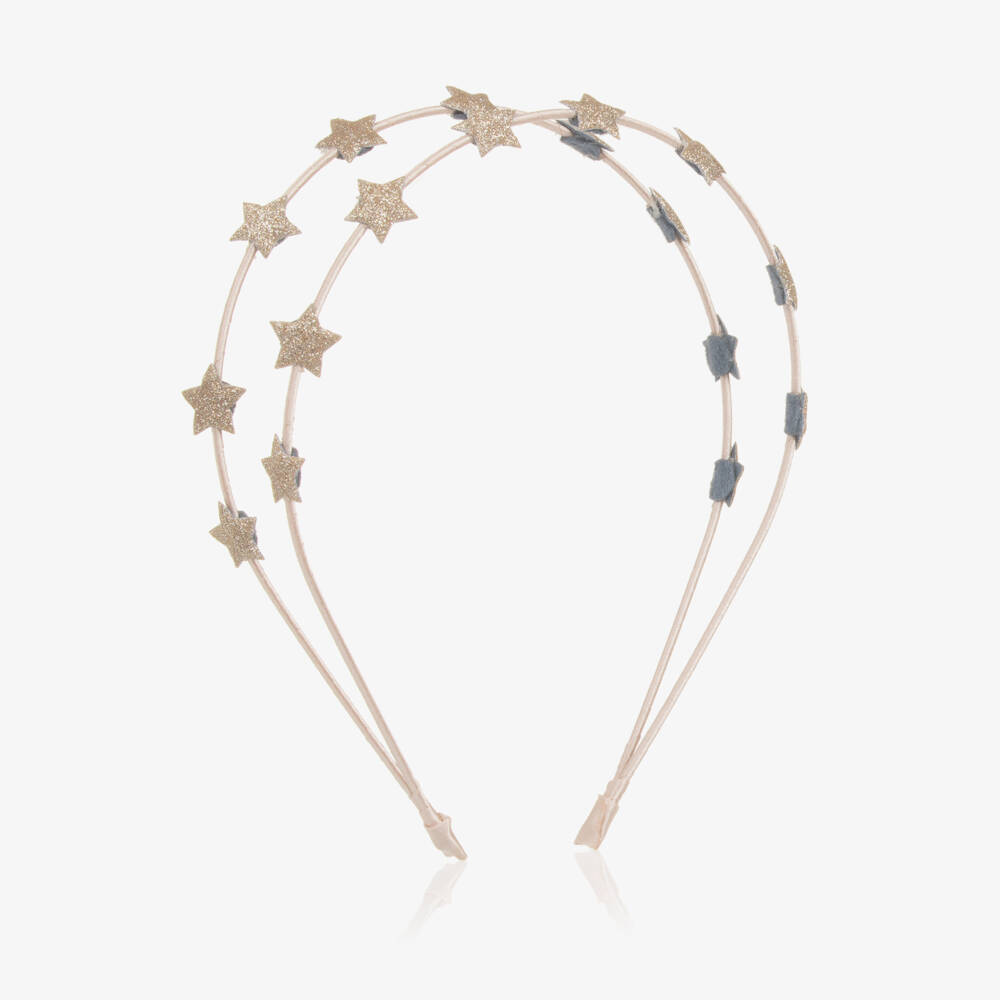 Mimi & Lula-Girls Beige & Gold Star Double Hairband | Childrensalon Outlet