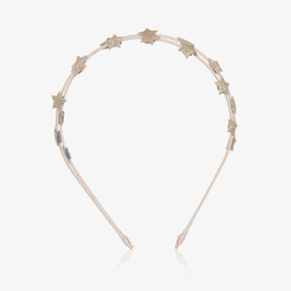 Mimi & Lula-Girls Beige & Gold Star Double Hairband | Childrensalon Outlet