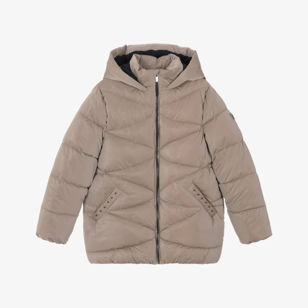 Mayoral-Бежевая уютная куртка с капюшоном для девочек | Childrensalon Outlet