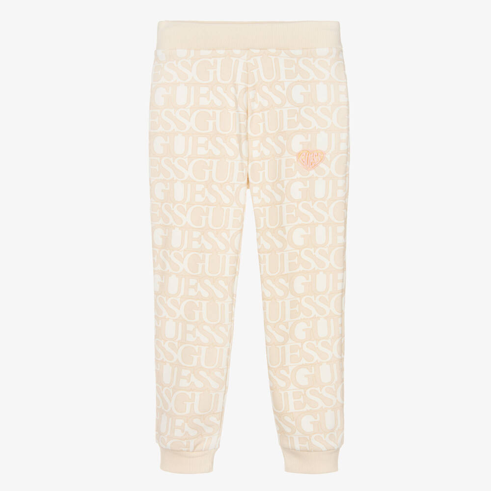Guess-Girls Beige & Ivory Logo Joggers | Childrensalon Outlet