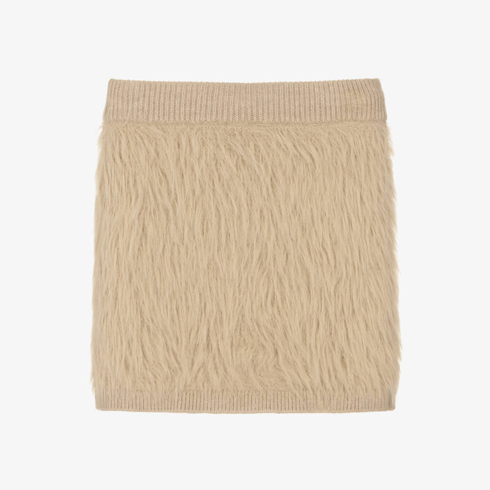 Angel's Face-Girls Beige Knitted Faux Fur Skirt | Childrensalon Outlet