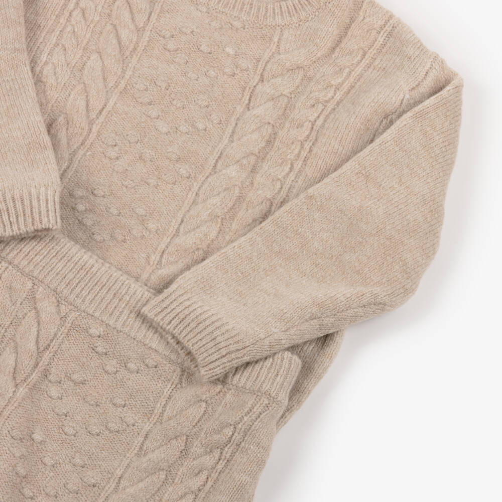 Mayoral-Girls Beige Knitted Skirt Set | Childrensalon Outlet