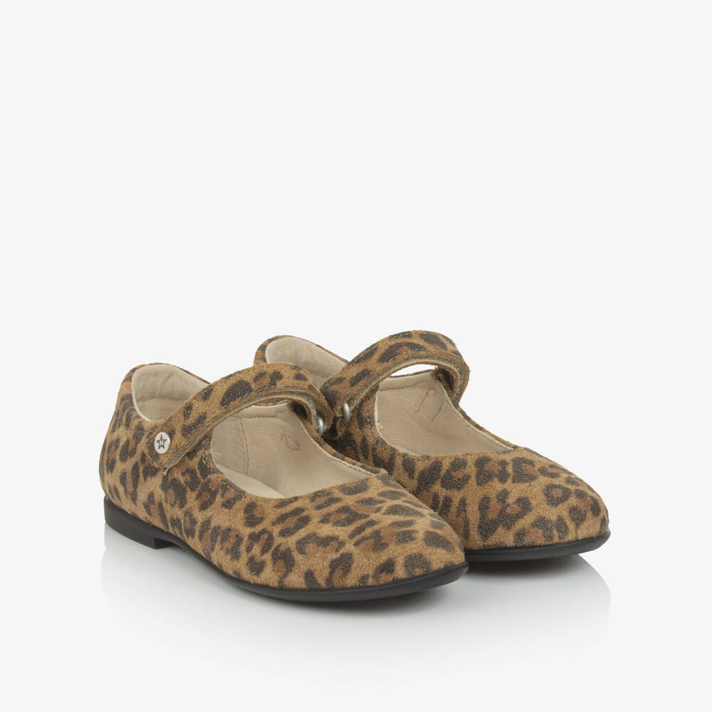 Naturino-Girls Beige Leopard Print Suede Shoes | Childrensalon Outlet