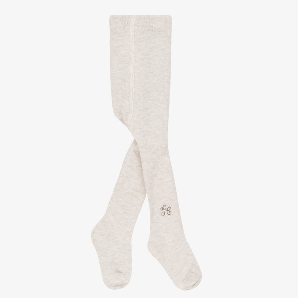 Tartine et Chocolat-Girls Beige Marl Glitter Tights | Childrensalon Outlet