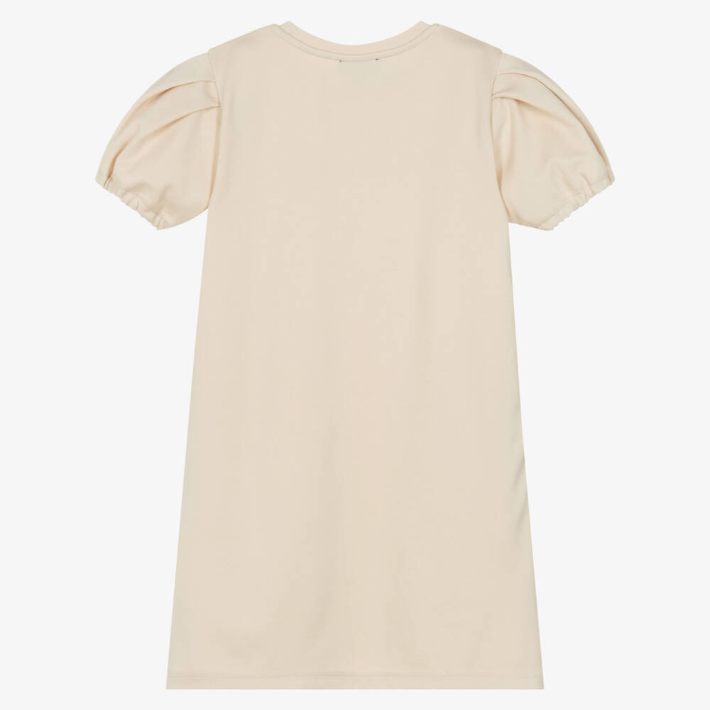 DKNY-Girls Beige Milano Jersey Dress with Logo Tape | Childrensalon Outlet