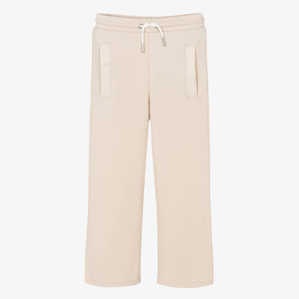 DKNY-Girls Beige Milano Jersey Wide-Leg Trousers | Childrensalon Outlet