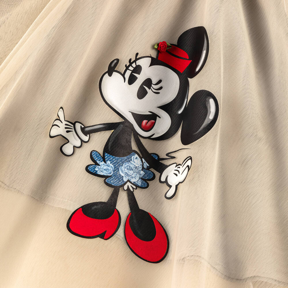 Monnalisa-Girls Beige Minnie Mouse Tulle Skirt | Childrensalon Outlet
