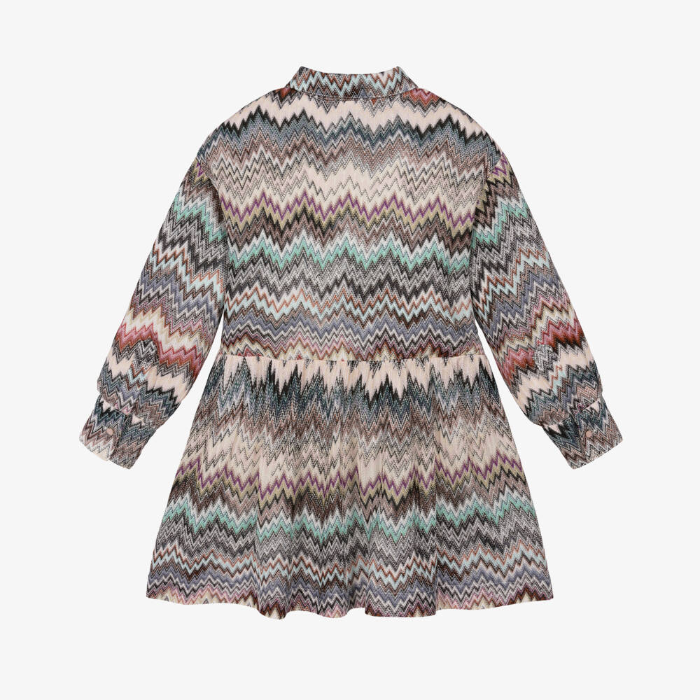 Missoni-Girls Beige Multicolour Zigzag Knit Dress | Childrensalon Outlet