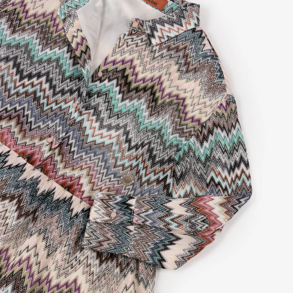 Missoni-Girls Beige Multicolour Zigzag Knit Dress | Childrensalon Outlet