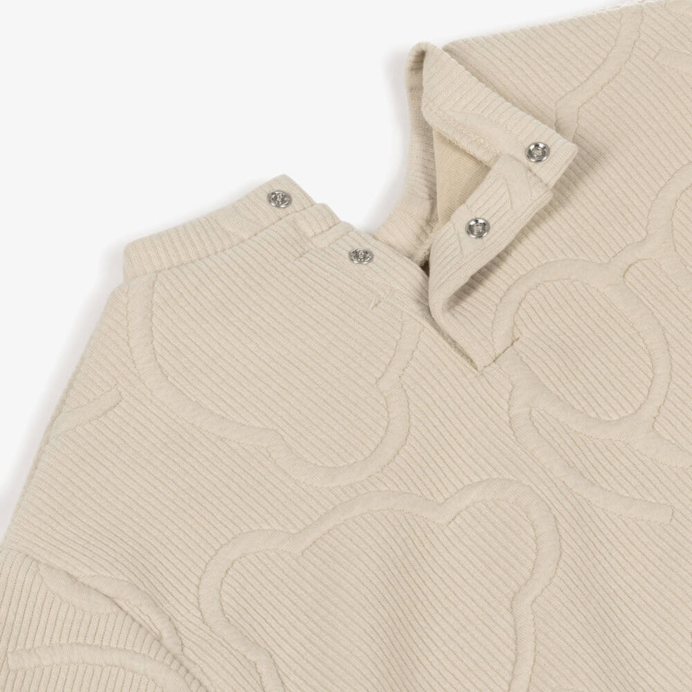 Mayoral-Girls Beige Ribbed Jersey Teddy Bear Trouser Set | Childrensalon Outlet