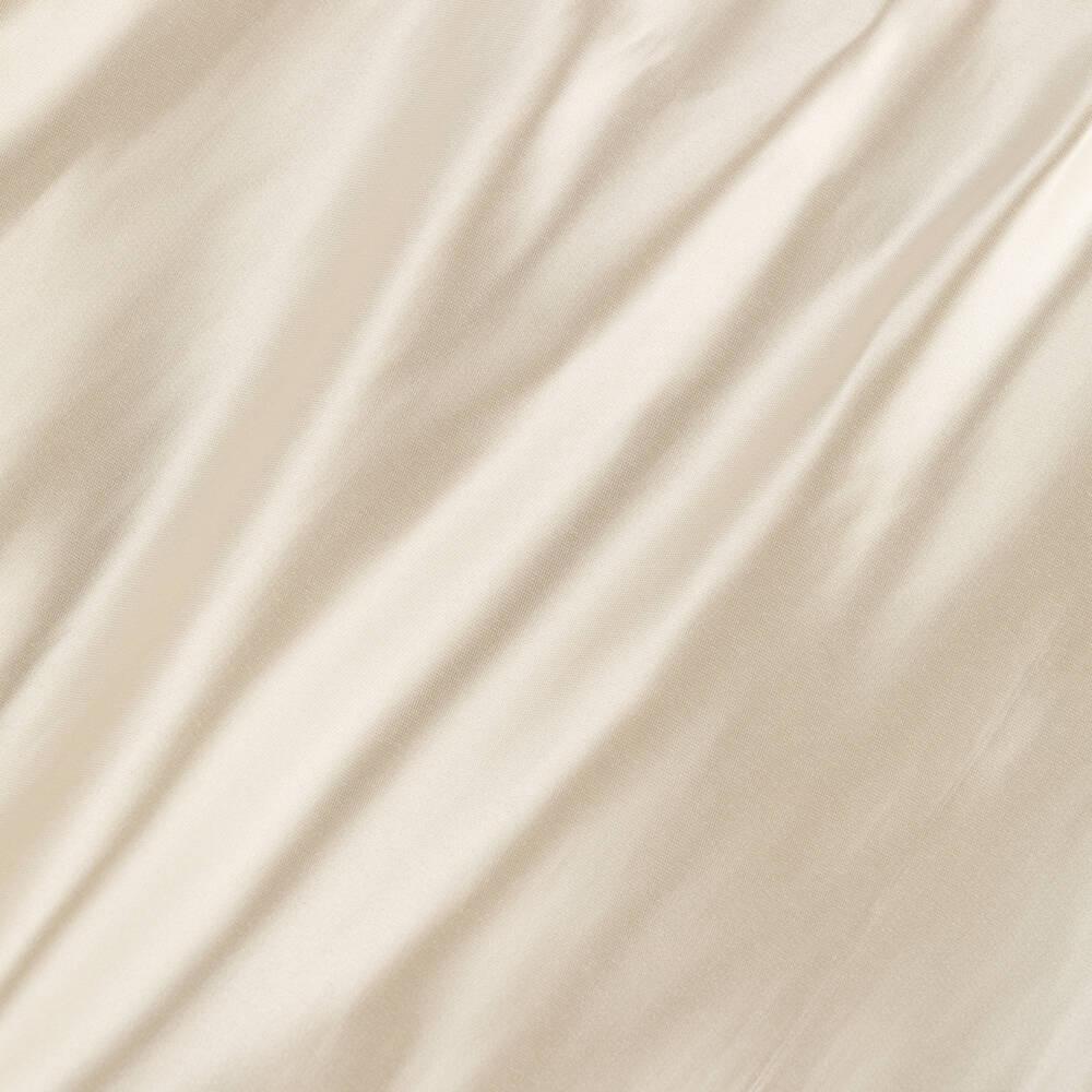 BCBGMAXAZRIA-Girls Beige Satin Dress with Sequinned Puffball Sleeves | Childrensalon Outlet