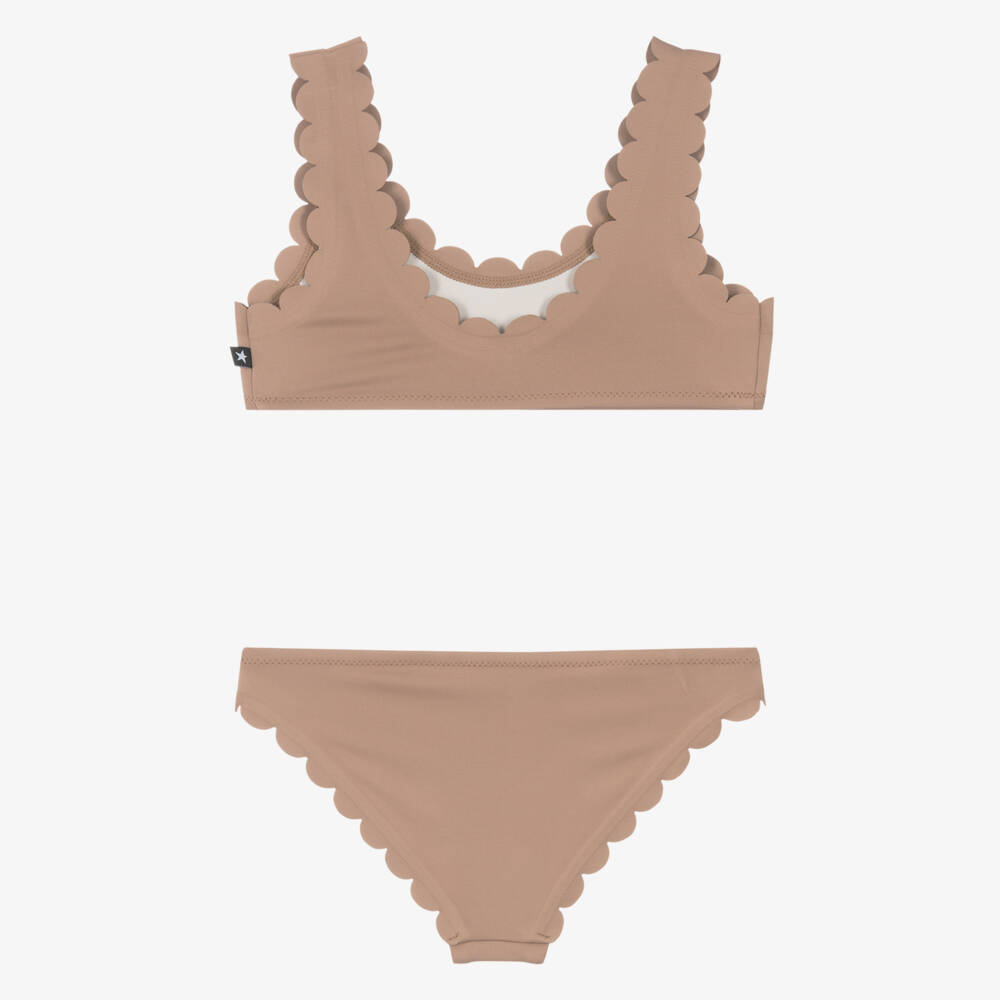 Molo-Girls Beige Scalloped Bikini (UPF50+) | Childrensalon Outlet