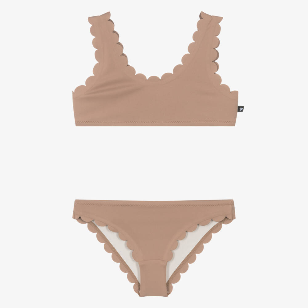 Molo-Girls Beige Scalloped Bikini (UPF50+) | Childrensalon Outlet