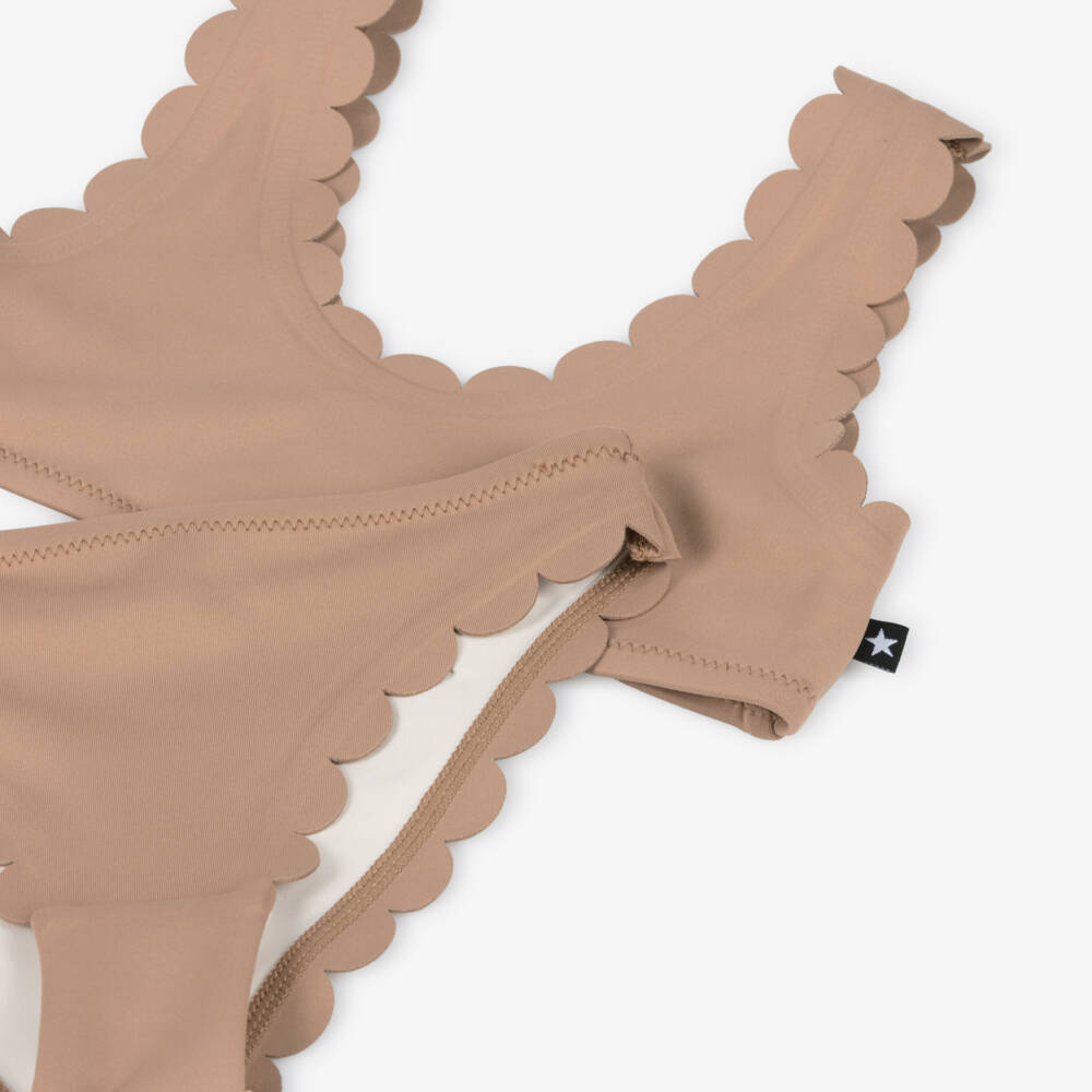 Molo-Girls Beige Scalloped Bikini (UPF50+) | Childrensalon Outlet