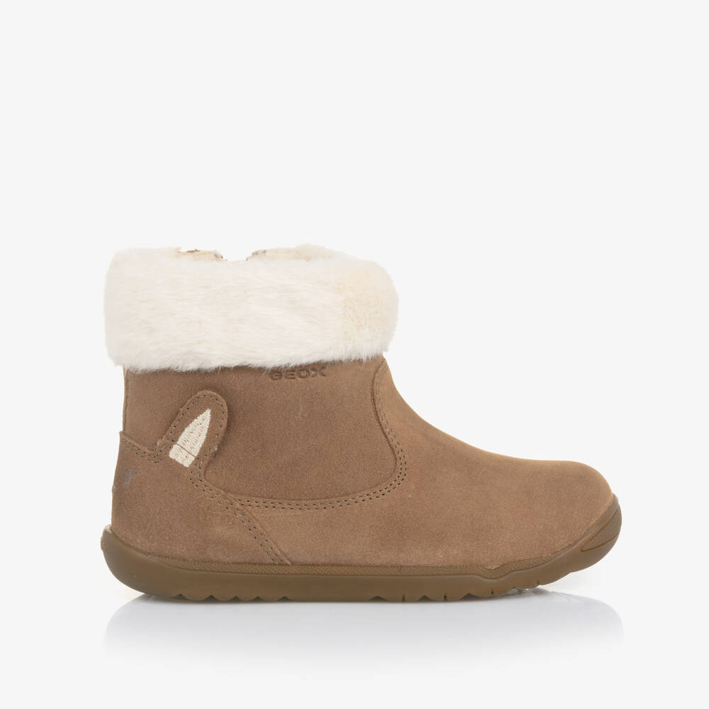 Geox-Girls Beige Suede Leather Boots | Childrensalon Outlet
