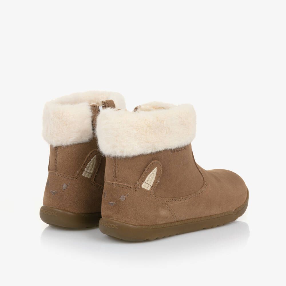Geox-Girls Beige Suede Leather Boots | Childrensalon Outlet