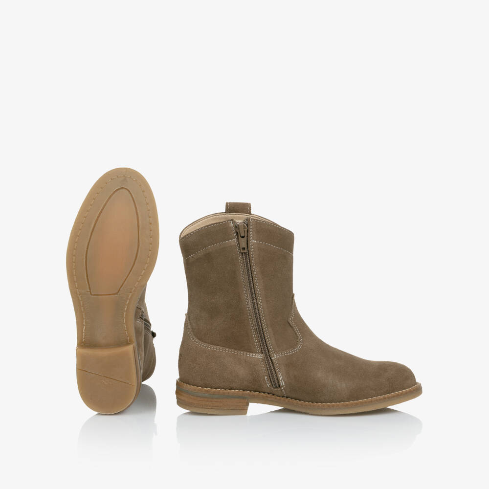 Zadig&Voltaire-Girls Beige Suede Leather Cowboy Boots | Childrensalon Outlet
