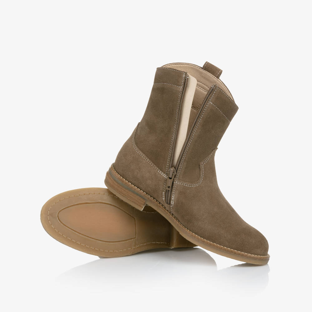 Zadig&Voltaire-Girls Beige Suede Leather Cowboy Boots | Childrensalon Outlet