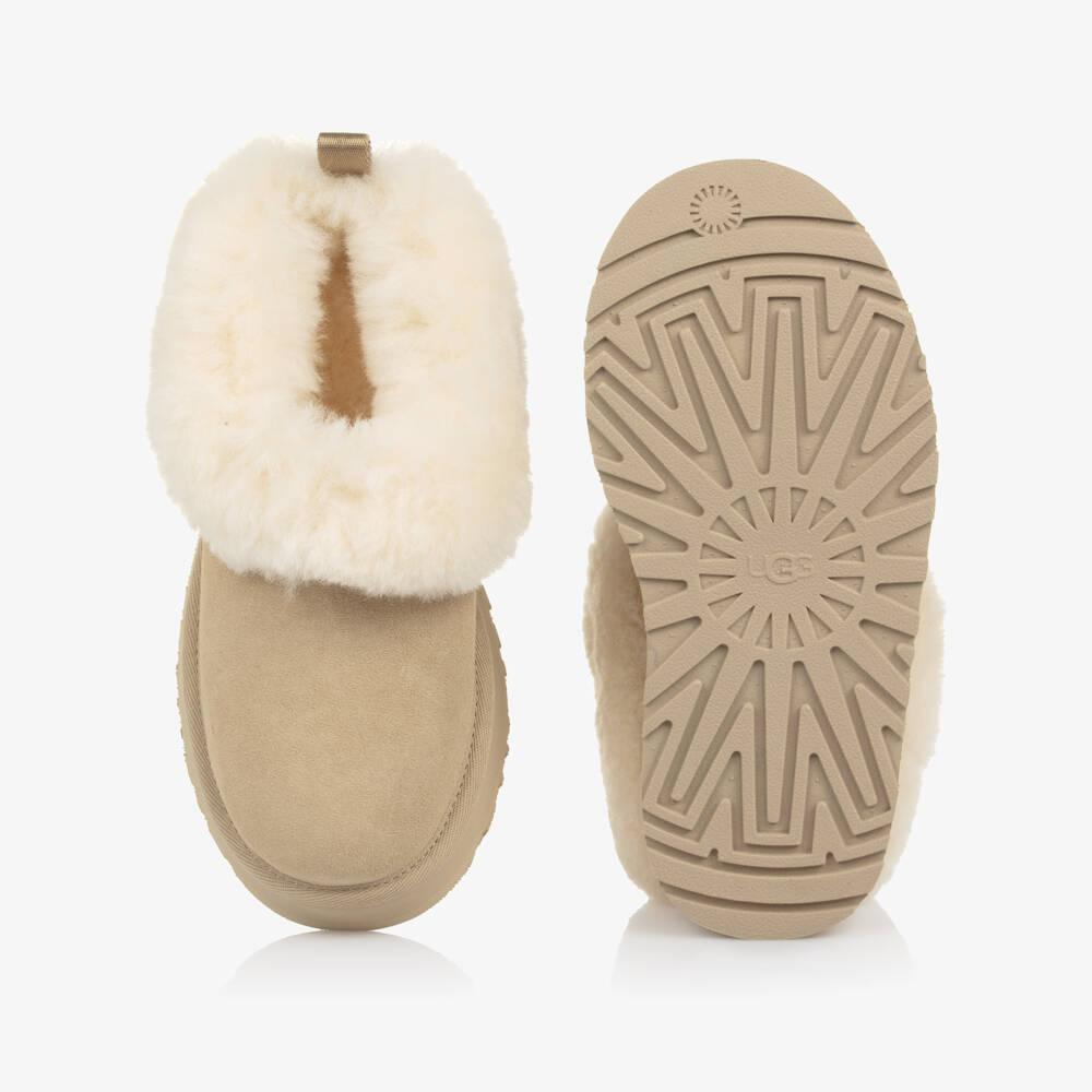 UGG-Girls Beige Suede Tazzelle Slippers | Childrensalon Outlet