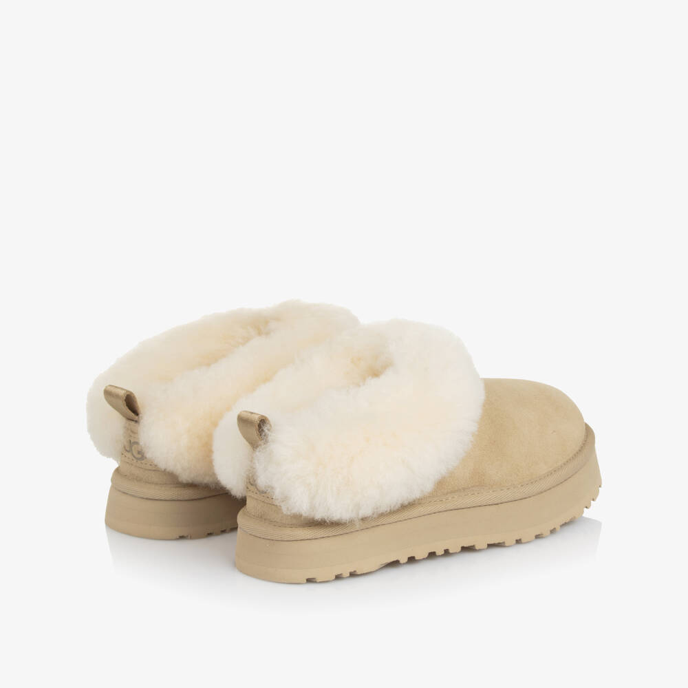 UGG-Girls Beige Suede Tazzelle Slippers | Childrensalon Outlet