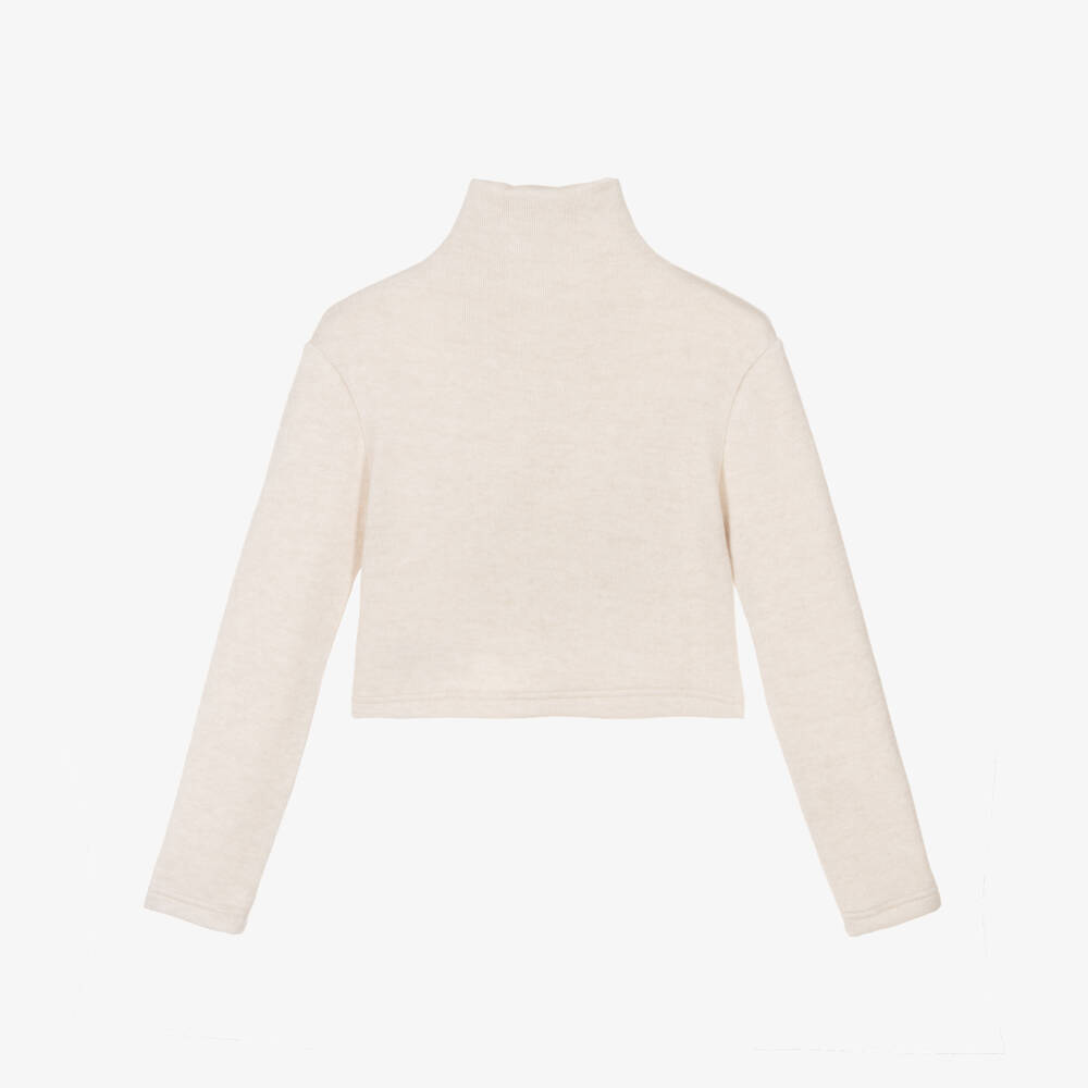 Fun & Fun-Girls Beige Turtle Neck Knitted Jumper | Childrensalon Outlet