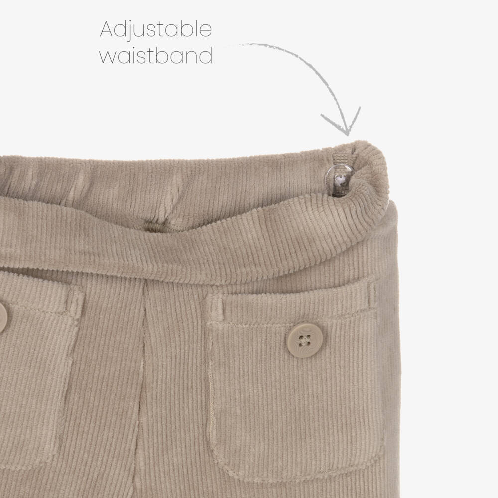 Mayoral-Girls Beige Wide-Leg Corduroy Trousers | Childrensalon Outlet