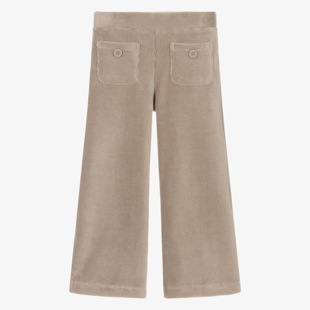 Mayoral-Girls Beige Wide-Leg Corduroy Trousers | Childrensalon Outlet