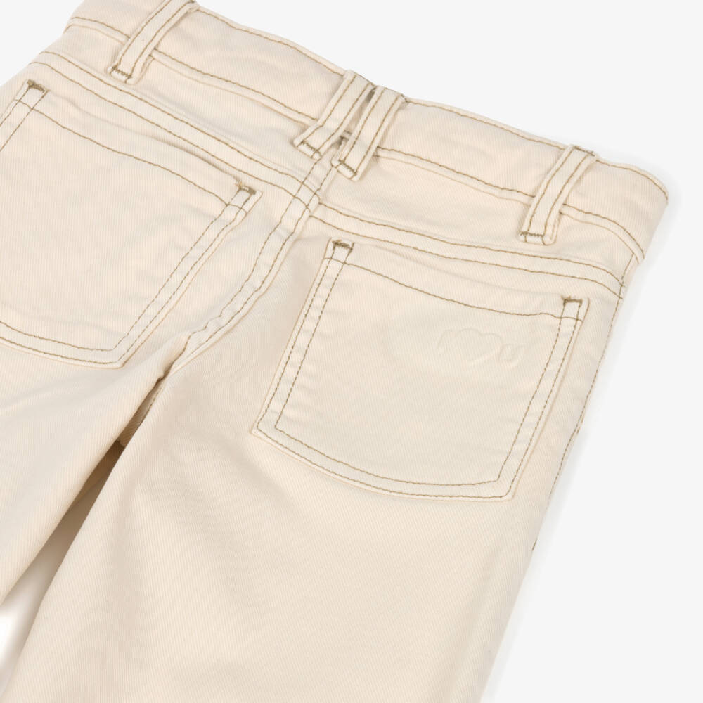 Mayoral-Girls Beige Wide Leg Jeans with Buttons | Childrensalon Outlet