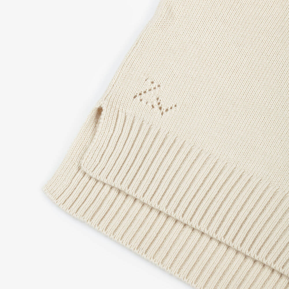 Zadig&Voltaire-Girls Beige Wool High-Neck Sweater with Stars | Childrensalon Outlet