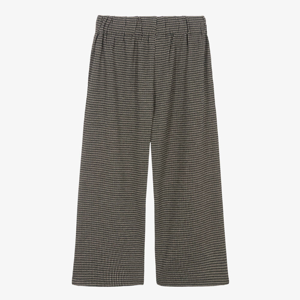 iDO-Girls Black & Beige Houndstooth Print Wide Leg Trousers | Childrensalon Outlet