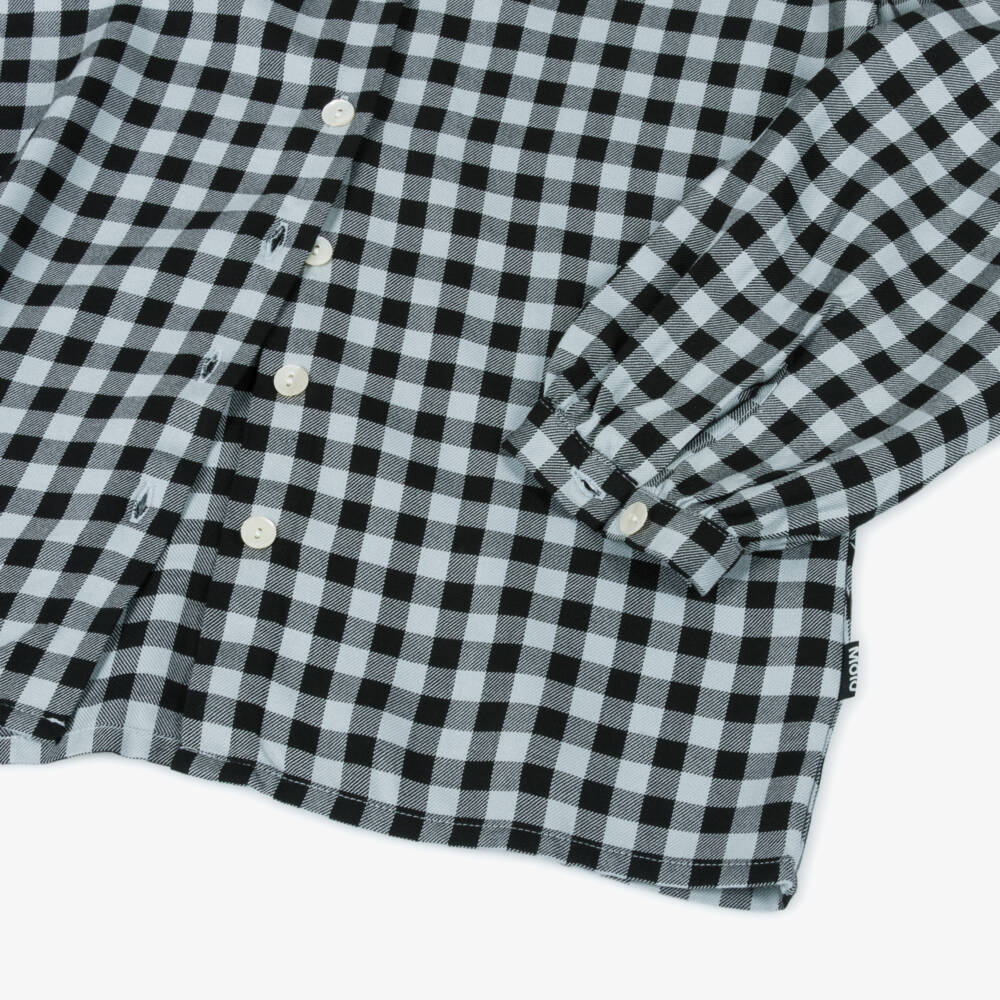 Molo-Girls Black & Blue Gingham Frilled Collar Blouse | Childrensalon Outlet