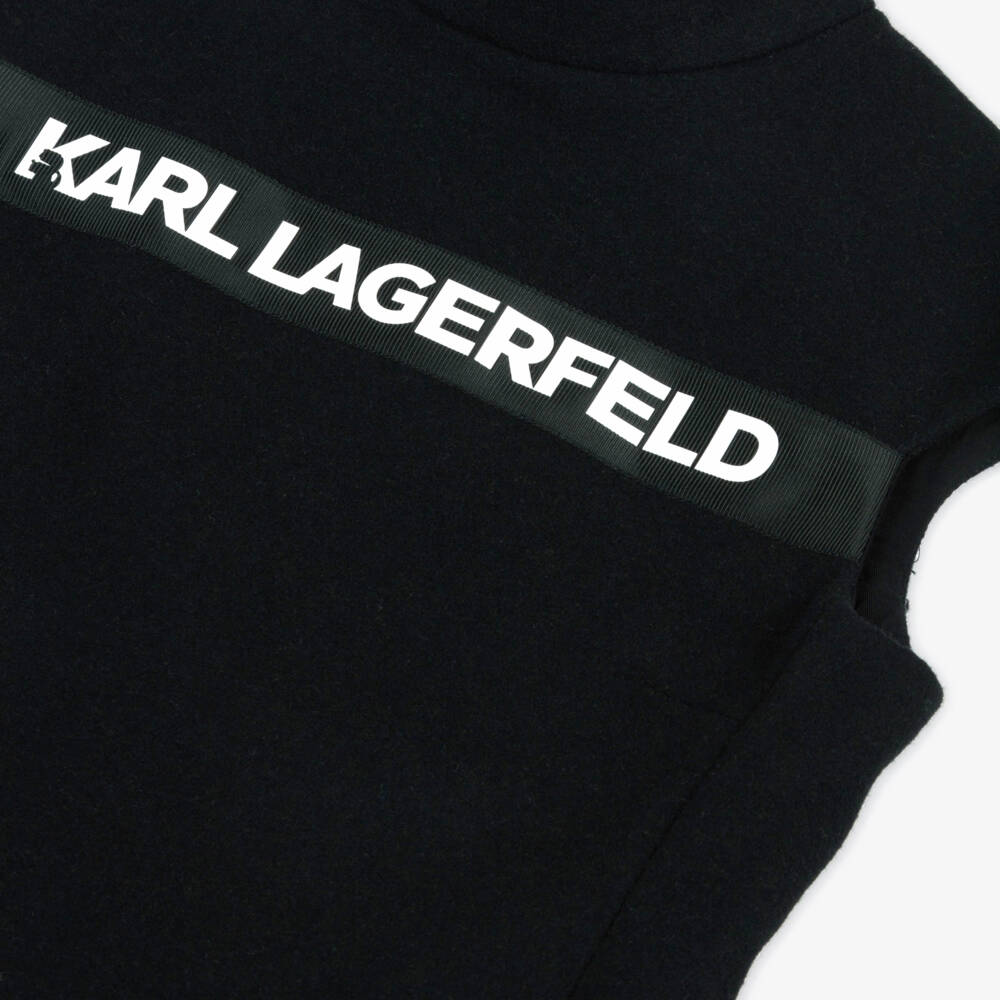 KARL LAGERFELD KIDS-فستان صوفي أسود أنيق للبنات | Childrensalon Outlet