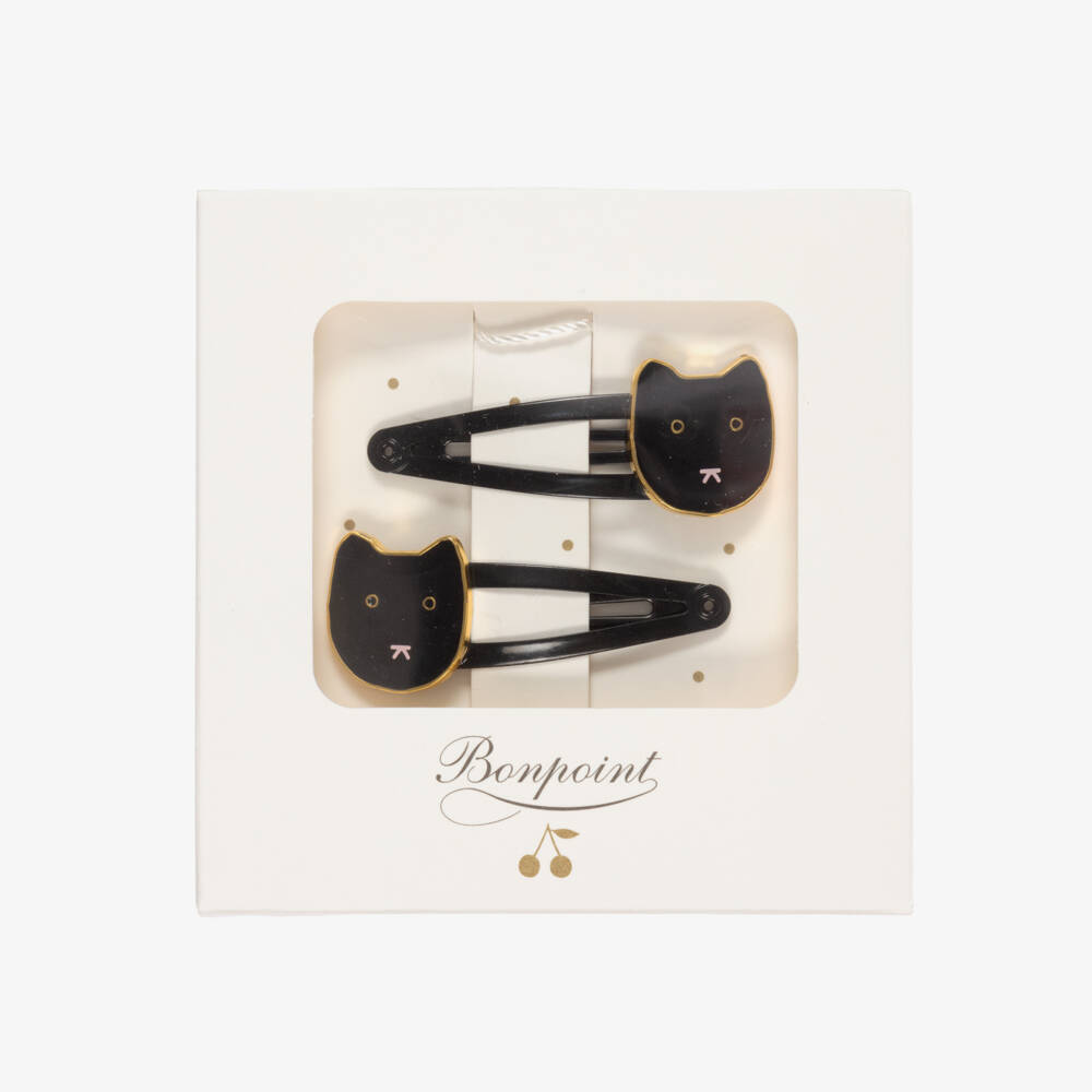 Bonpoint-Girls Black Cat Hairclips (2 Pack) | Childrensalon Outlet