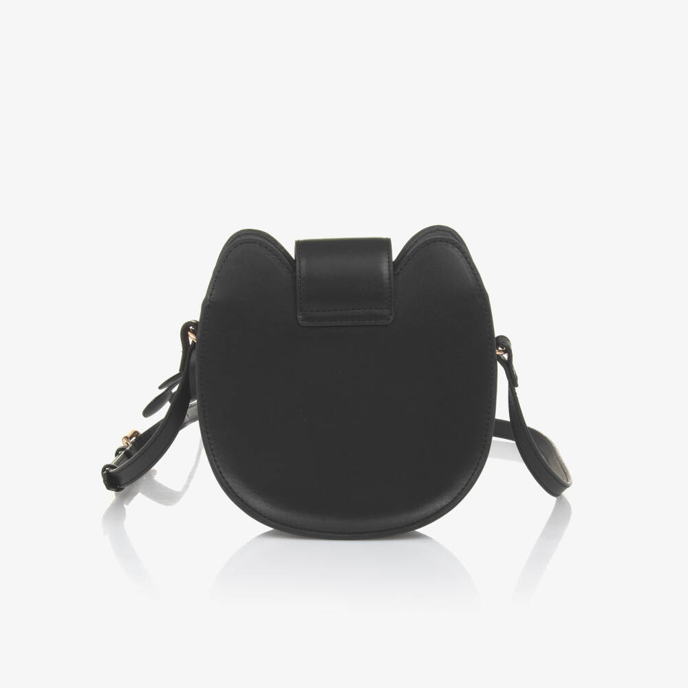 Bonpoint-Girls Black Cat Leather Handbag (17cm) | Childrensalon Outlet