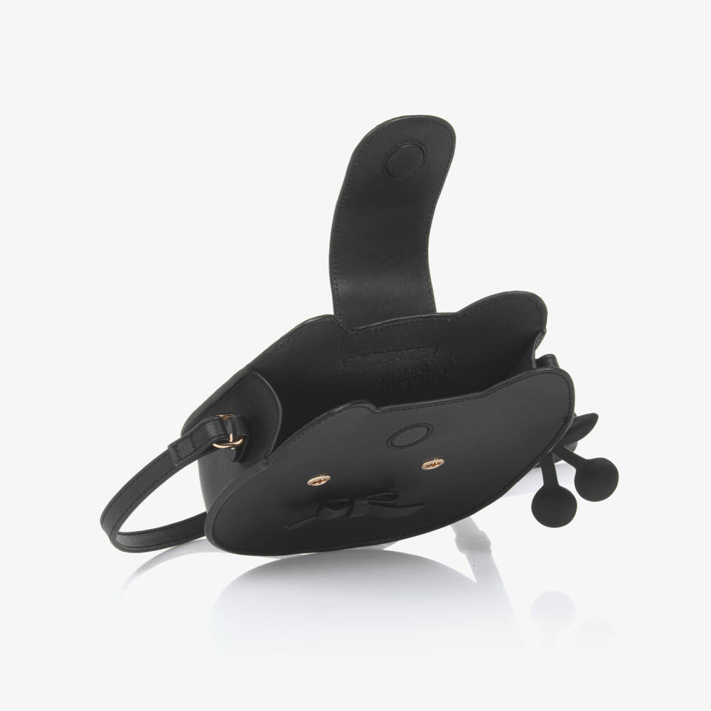 Bonpoint-Girls Black Cat Leather Handbag (17cm) | Childrensalon Outlet