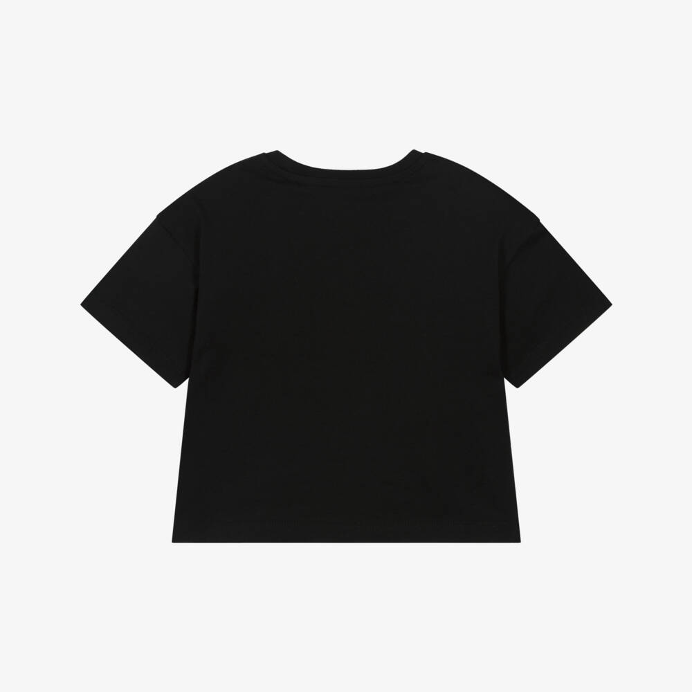 Calvin Klein-Girls Black Cotton Boxy T-Shirt with Monogram Logo | Childrensalon Outlet