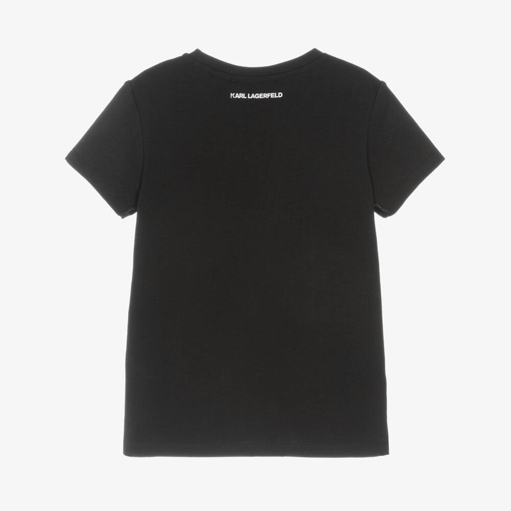 KARL LAGERFELD KIDS-Girls Black Cotton Choupette T-Shirt | Childrensalon Outlet