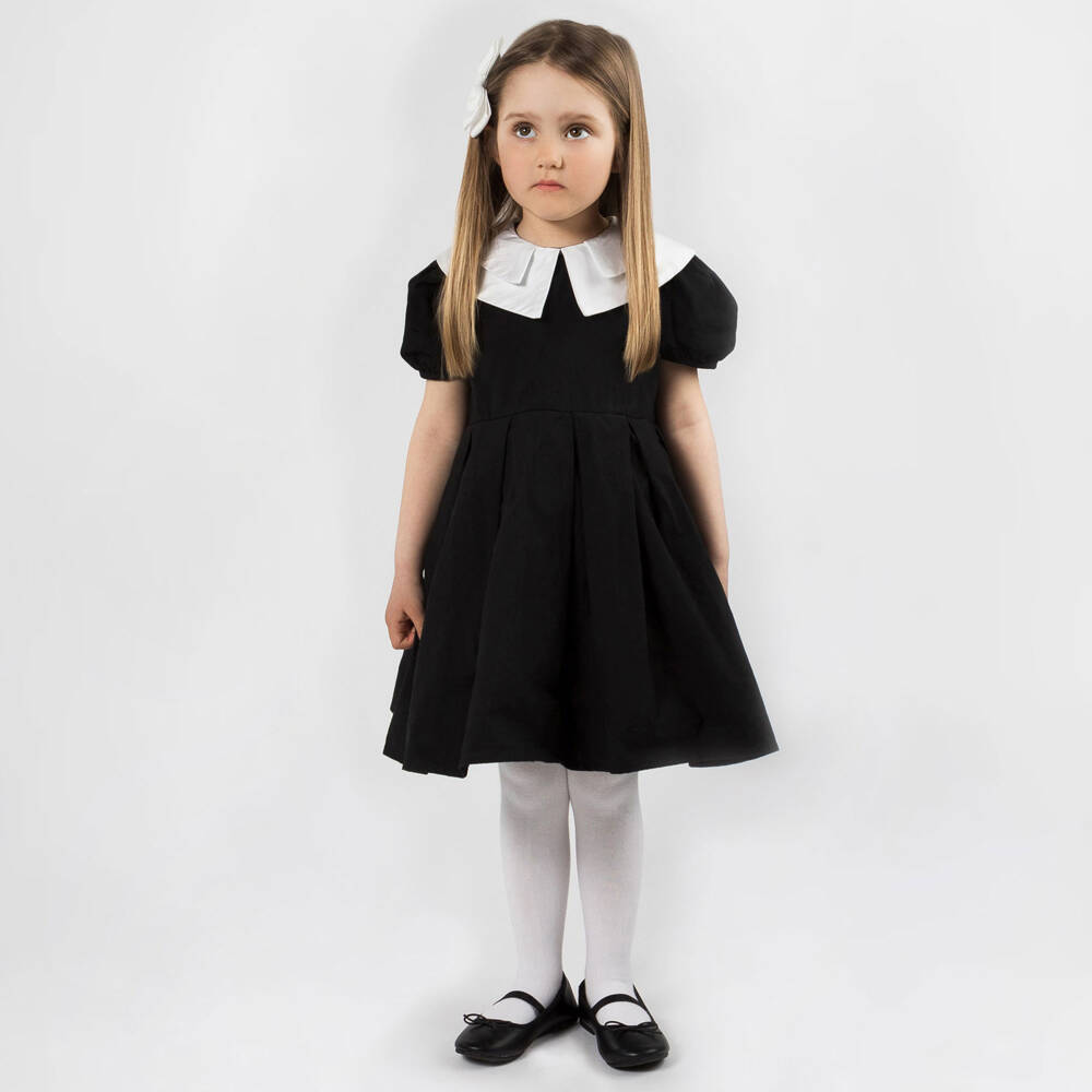 The Tiny Universe-Girls Black Cotton Dress | Childrensalon Outlet