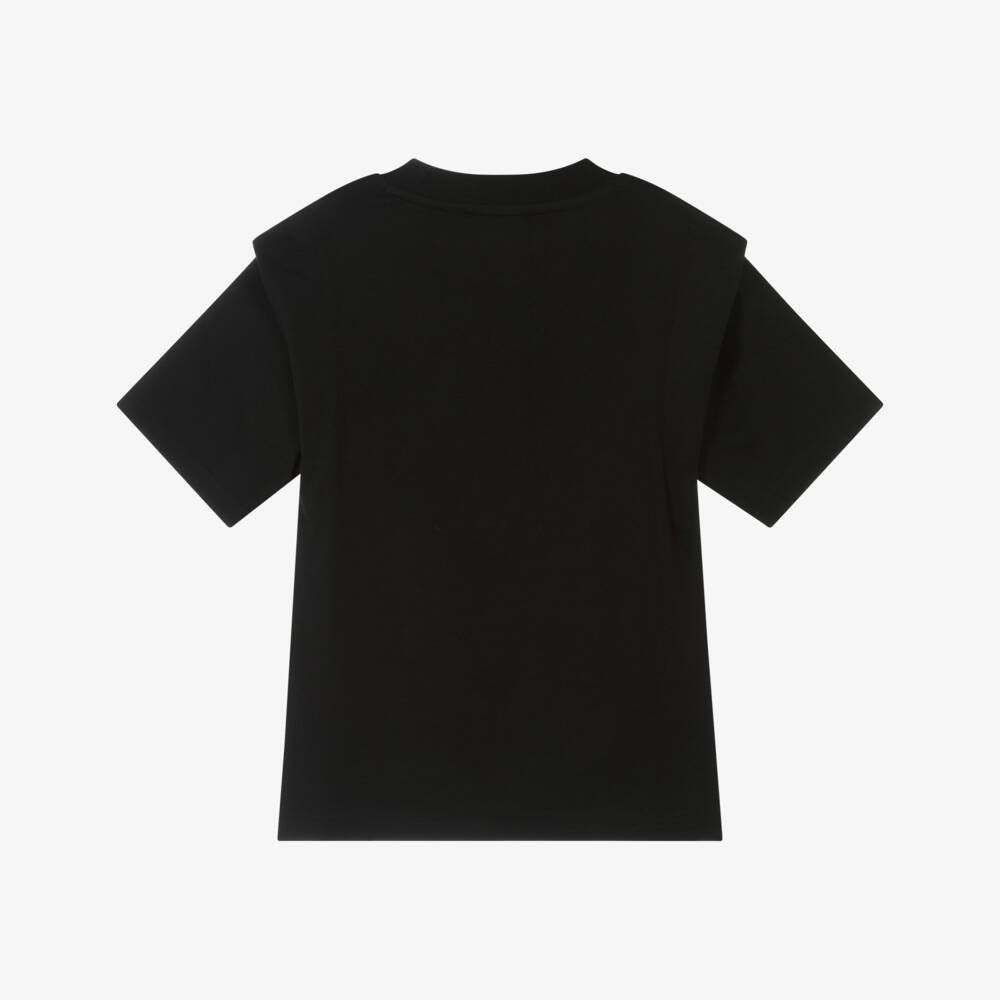 DKNY-Girls Black Cotton Heart Of New York Logo T-Shirt | Childrensalon Outlet