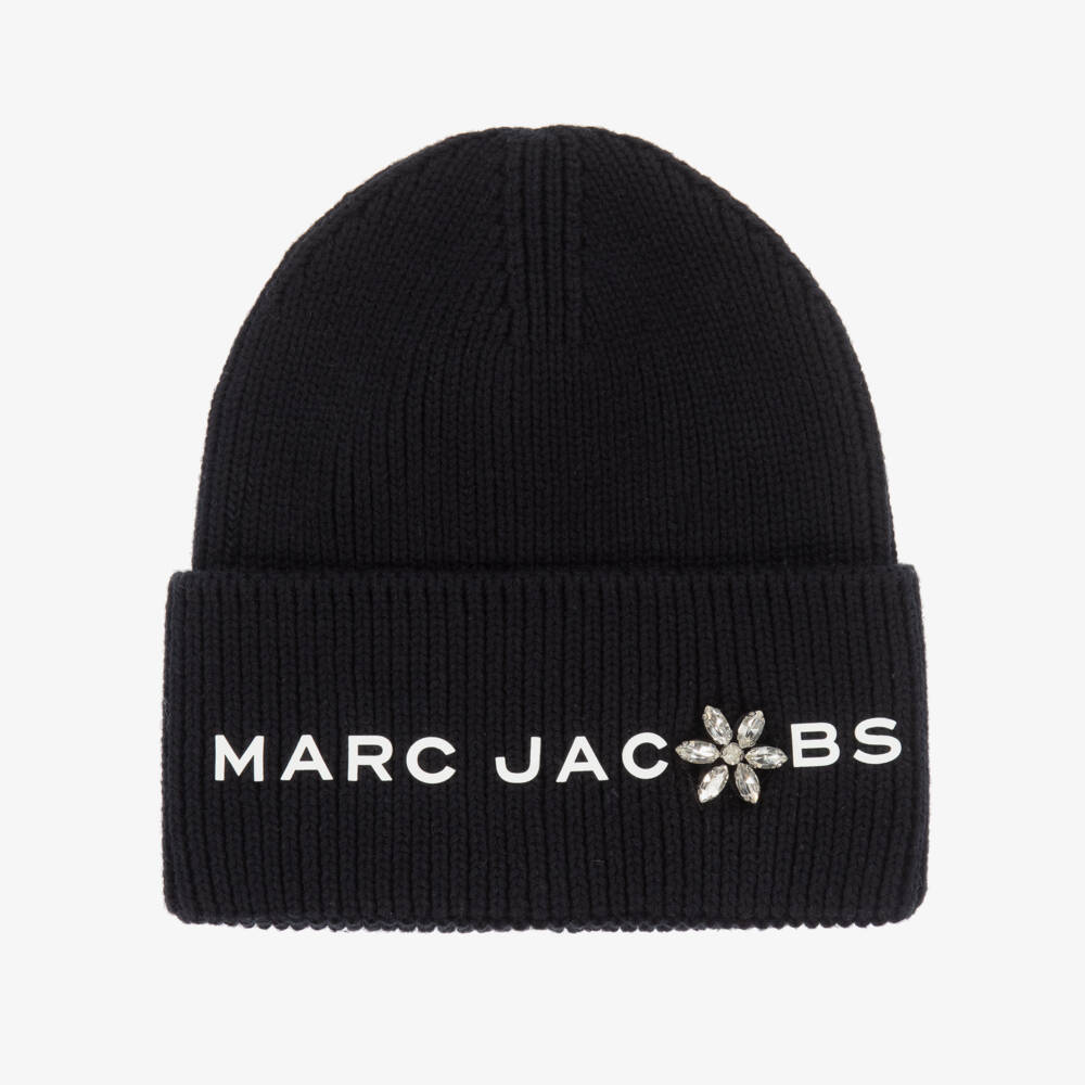 MARC JACOBS-Girls Black Cotton Knit Beanie Hat | Childrensalon Outlet