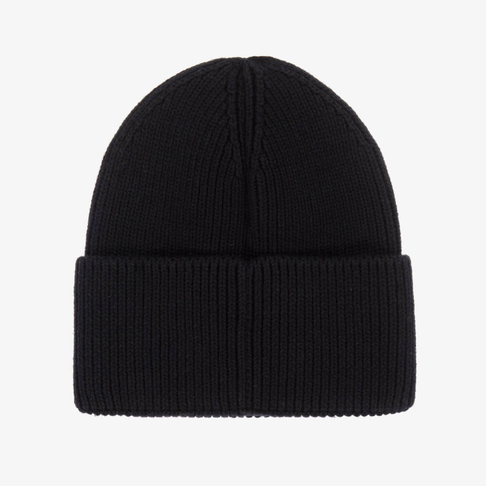 MARC JACOBS-Girls Black Cotton Knit Beanie Hat | Childrensalon Outlet