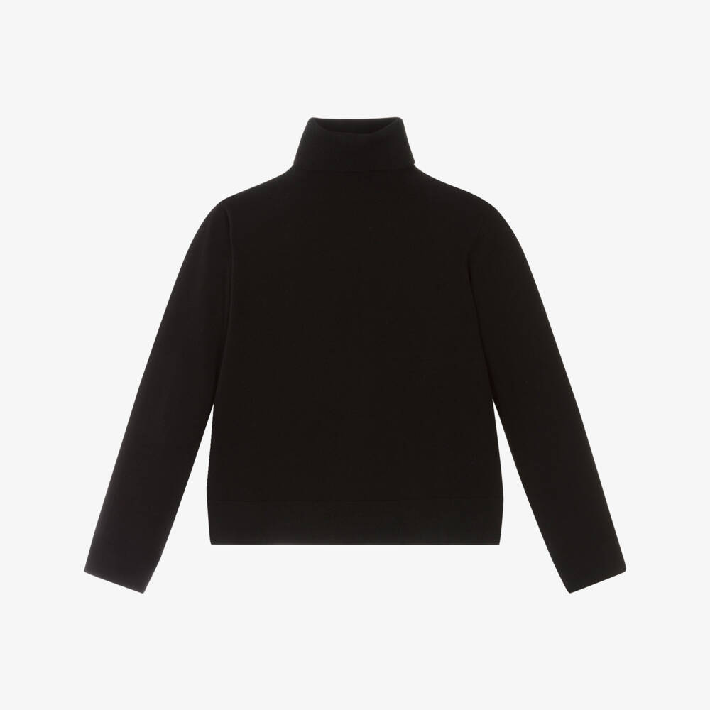 Mayoral-Girls Black Cotton Knit Roll Neck Top | Childrensalon Outlet