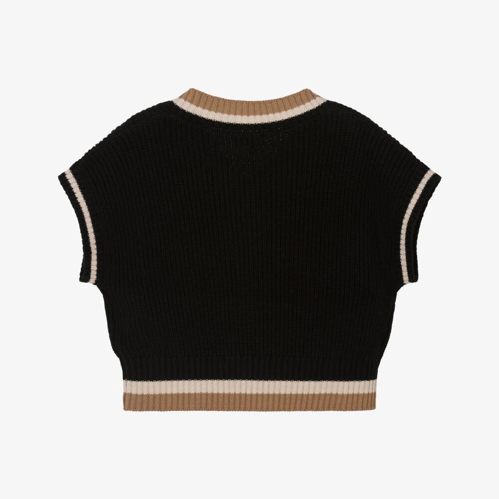 Mayoral-Girls Black Cotton Knit Slipover Top | Childrensalon Outlet