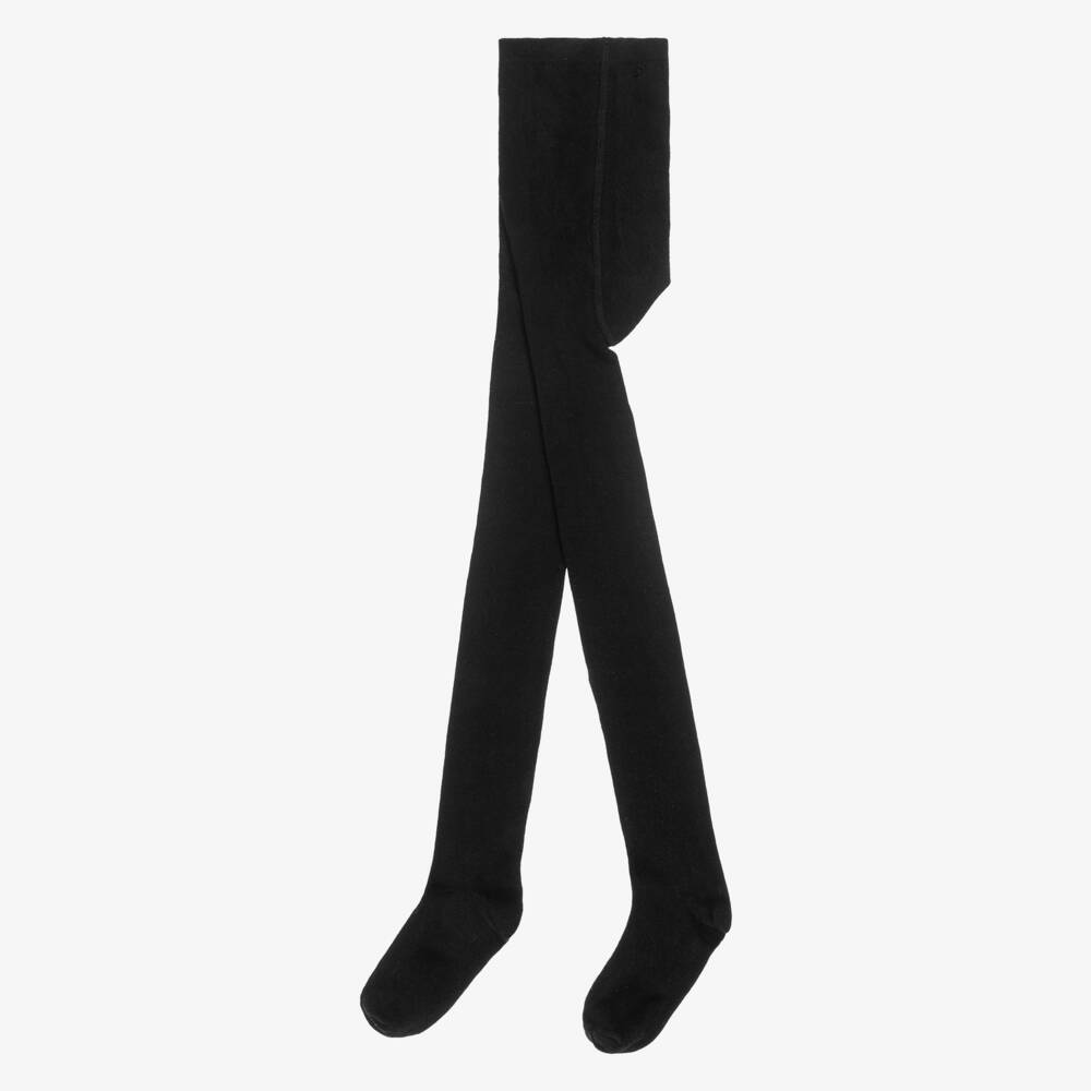 Tartine et Chocolat-Girls Black Cotton Knit Tights | Childrensalon Outlet